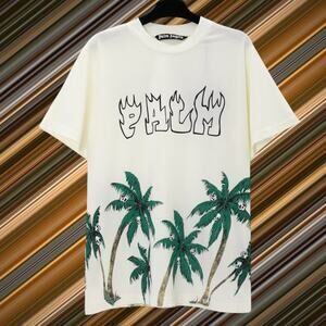 Palm Angels White Short Sleeve T-Shirt Men's